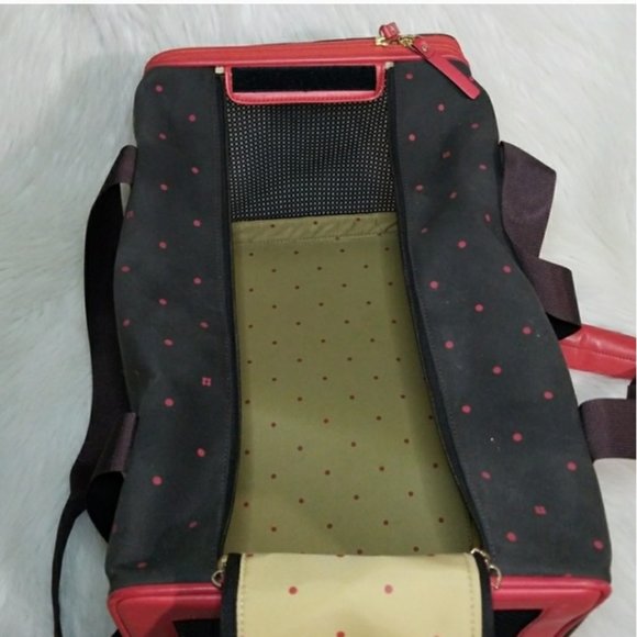 kate spade brown pink dot dog pet animal carrier see pics - Picture 3 of 7